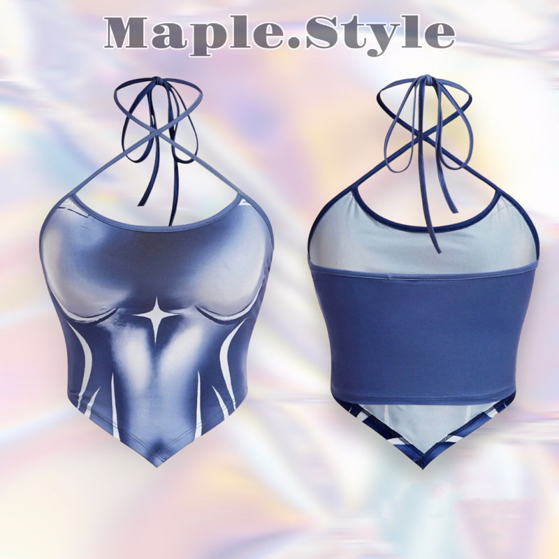 𝐌𝐚𝐩𝐥𝐞.𝐬𝐭𝐲𝐥𝐞 “Crop sexy baby Y2k”ครอปy2kดีเทลสายไขว้สวยสับ