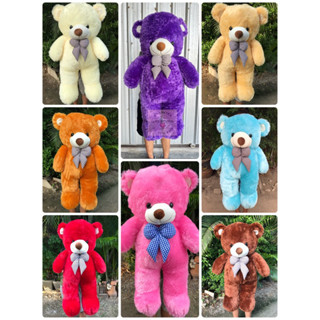 ตุ๊กตาหมี ไฮโซตัวใหญ่ โบว์ใหญ่ลายสก๊อตขนนุ่ม ขนาด 100 cm.