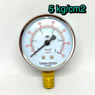 Pressure gauge 5 kg/cm2 เกจวัดแรงดันน้ำแบบแห้ง รวมชุดข้อต่อตรง 1/2" สำหรับปั๊มน้ำและเครื่องกรองน้ำ ติดตั้งง่าย