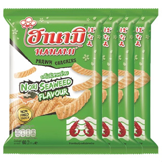 ฮานามิ ข้าวเกรียบกุ้ง รสโนริสาหร่าย 60 กรัม x 4 ซอง