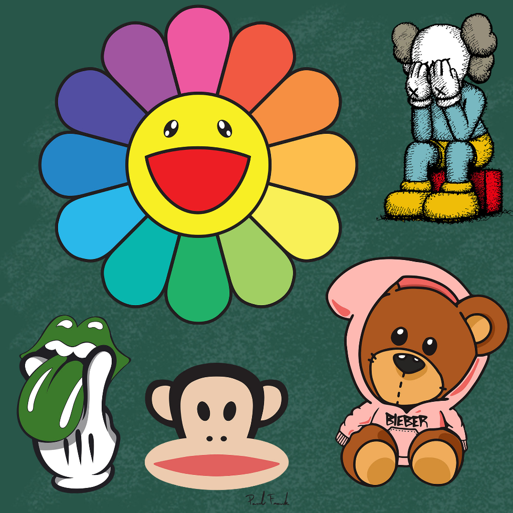 ตัวรีดติดเสื้อลายเสื้อลายโลโก้ Murakami Flower เซ็ตใหม่ล่าสุด รีดง่ายแผ่นฟิลม์รีดร้อนติดเสื้อ