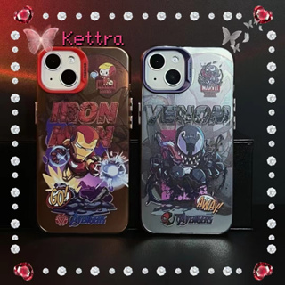 💜Kettra💜ป้องกันการหล่น ขอบเต็ม iPhone 11 14 pro max การ์ตูน iron Man Marvel เจ๋ง รุ่นคู่ case for iPhone 12 13