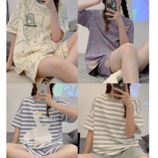 พร้อมส่ง# ชุดนอนลายการ์ตูน ชุดนอนแขนสั้น ชุดนอนแขนสั้น มีหลายลายให้เลือก