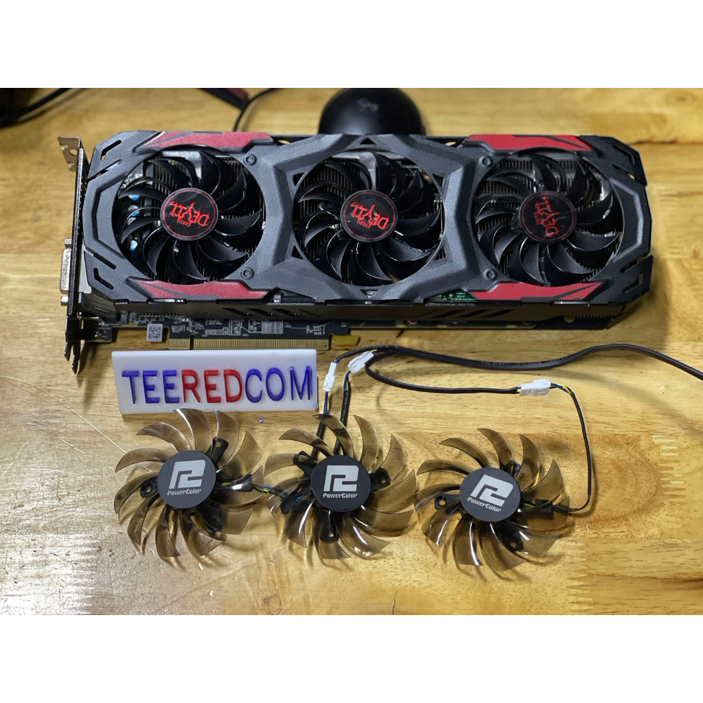 พัดลมการ์ดจอPOWERCOLOR RX 570 4GB Red Devil ของใหม่ชุด 3ตัว พร้อมส่งด่วนจากไทย