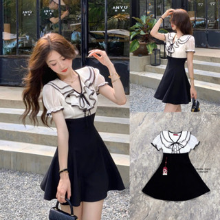 มินิเดรสคอวีรอบคอแต่งระบายชั้นๆ (C569) Bellita