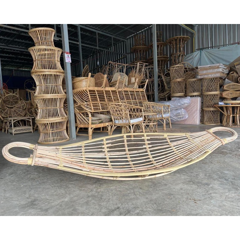 ถูกที่สุด เปลเรือหวายแท้ พร้อมส่ง สวยงาม ทนทาน นอนสบายสุดๆ ยาว 2.5 เมตร Hammock rattan
