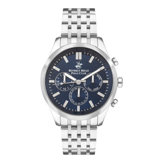 Beverly Hills Polo BP3397X.390 นาฬิกาข้อมือผู้ชาย Chronograph สายสแตนเลส Siver/Blue