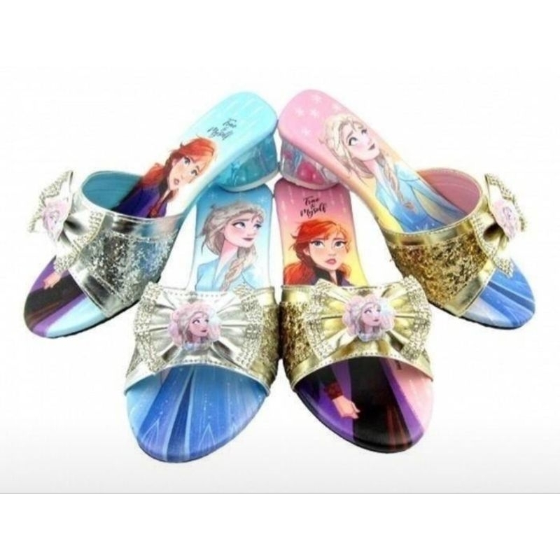 รองเท้าเด็ก ส้นแก้วลายโบว์ สีเงินกับสีทอง