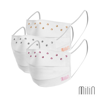 [MILIN] Milin Crystal Face Cover Mask Set (3 pieces) หน้ากากผ้าคอตตอน 100% แต่งคริสตัล 1 เซ็ท/3 ชิ้น