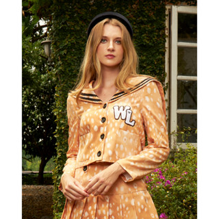 Wila-Deerest Cropped Blazer เสื้อสูทตัวสั้นตรง แขนตรง ปกทหารเรือสไตล์วินเทจย้อนยุคร่วมสมัยสไตล์เก๋ กึ่งทางการกึ่งลำลอง