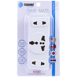 ปลั๊กแปลงขาแบน 3P มีขากราว ยี่ห้อ Toshino รุ่น TW-3B ขนาด 3 ช่อง มีแบบ 2/3 ขา รองรับไฟ 2000 วัตต์