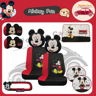 WDC ชุดหุ้มเบาะ หุ้มเบาะ ผ้าคลุมเบาะรถยนต์ Mickey Mouse Fun ลิขสิทธิ์แท้