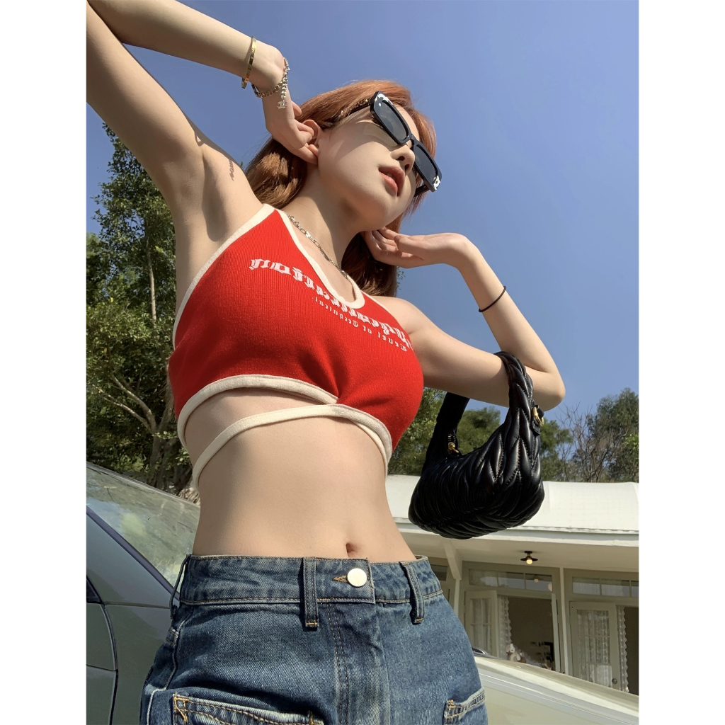 TA-08 เสื้อครอปพื้น สายฝอ สายเกา ผ้ายืดเข้ารูป สายเดี่ยว