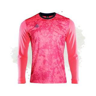 EGO SPORT  เสื้อฟุตบอลแขนยาว สีชมพูสะท้อน คอกลม EG5143 ลายมัดย้อม