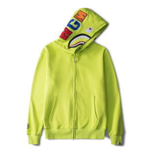 BAPE neon share yellow full zip hoodie