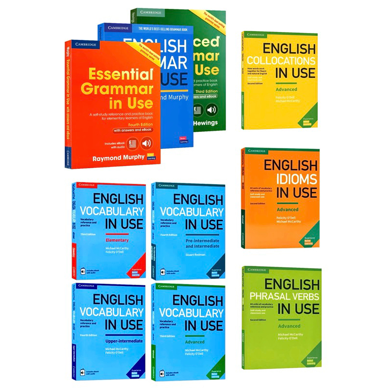 English Grammar in use / Vocabulary in use / Phrasal Verbs in Use/ Idioms/English Collocation in Use