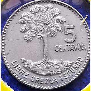 เหรียญ​กัวเตมาลา​ Guatemala, 5 Centavos, ใช้แล้ว, #​2967