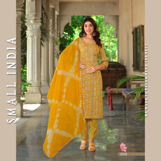 {**ส่งฟรี**} SMALL INDIA 💐✨ Rayon Embroidery Suit Set ชุดเซ็ทเสื้อกางเกง 💐✨ Women Suit Set