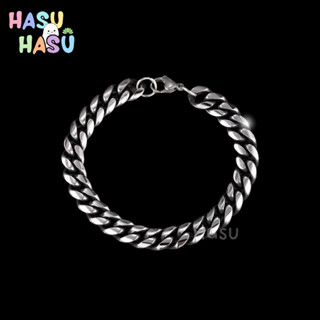 สร้อยข้อมือสแตนเลสแท้ เงินรมดำ พร้อมจี้ตัวอักษร เครื่องประดับสำหรับUnisex  Choker Punk Hip Pop Style