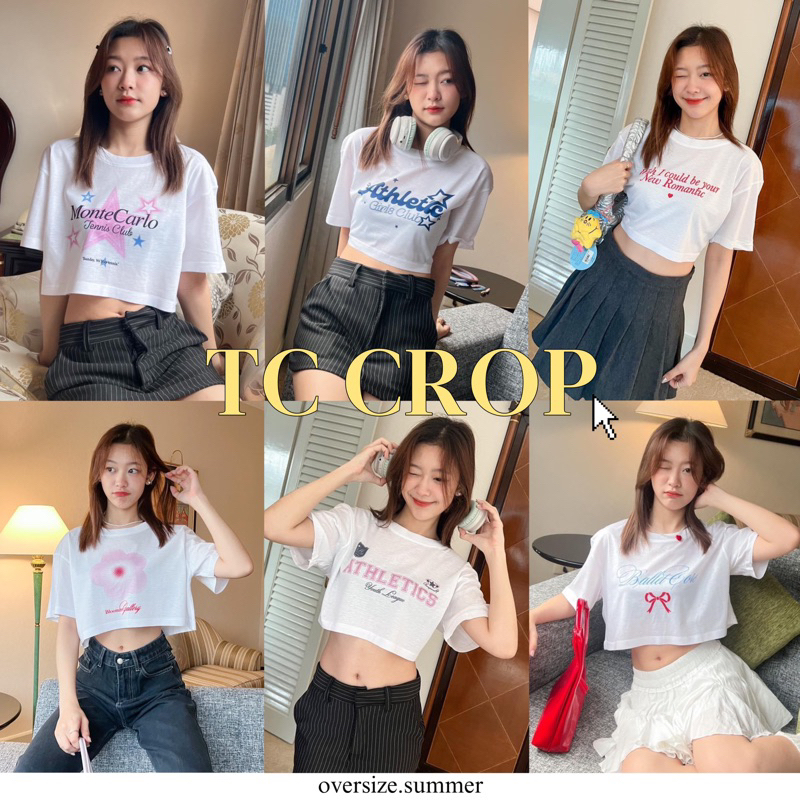 เสื้อยืดครอป new crop ผ้า TC (พร้อมส่ง)