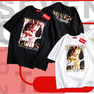 🍹เสื้อโอเวอร์ไซส์ SEVEN GODS ขาว-ดำ พร้อมจัดส่ง