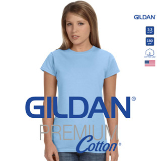 GILDAN® พรีเมี่ยม เสื้อยืดผู้หญิง แขนสั้น - ฟ้าอ่อน 69C