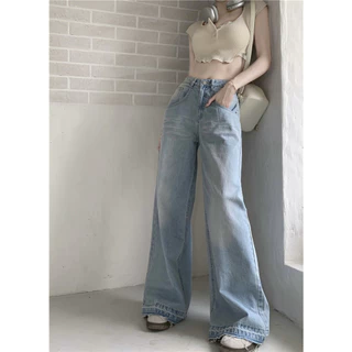 Cicishop(999)กางเกงยีนส์ขายาวทรงกระบอกใหญ่ ดีเทลเรียบๆแต่ดูแพง ใส่ได้ทุกงาน