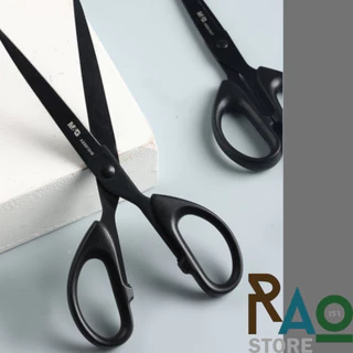 RAO Store กรรไกรสแตนเลสเคลือบเทฟล่อน อย่างดี ตัดเทปกาวได้ กาวไม่ติด กรรไกรใบมีดสีดำ ใบมีดคม2ขนาด