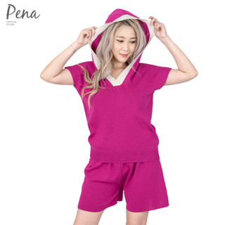 Pena house ชุด set เสื้อและกางเกงขาสั้น ผ้าแฟลตนิต PWSW062302