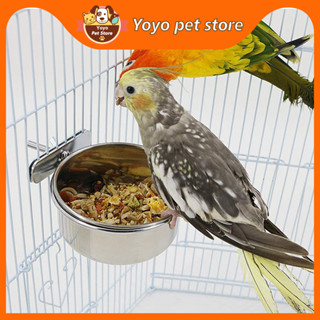 ถูกสุด💯🥇สแตนเลส Bird Feeder กล่อง Parrot ถ้วยชามคอนเทนเนอร์อาหารน้ำอุปกรณ์อุปกรณ์เสริม