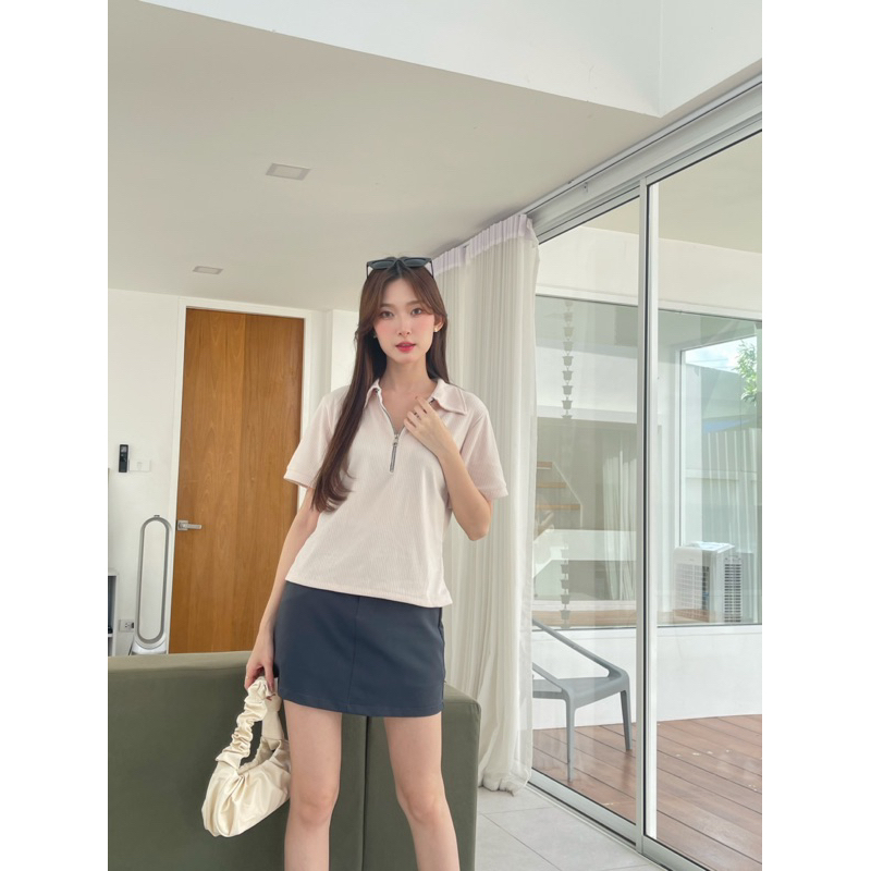 RORA POLO TOP • เสื้อโปโลดีเทลซิปหน้า - รูปที่ 7