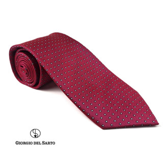 Giorgio Del Sarto Silk Necktie Red 8.5 cm Fabric Texture เนคไทผ้าไหมสีแดงมีเท็กเจอร์