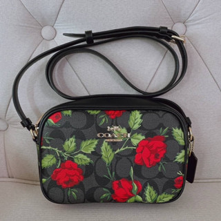 🎀(สด-ผ่อน) ขนาด 7.5 นิ้ว ลายดอก CC342 Mini Jamie Camera Bag In Signature Canvas With Fairytale Rose Print