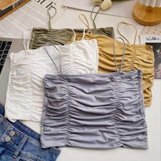 TA-11 เสื้อครอปสายเดี่ยว ครอปสายเดี่ยว เสื้อกล้าม สีพื้น หลากสี มีฟองน้ำเสริม