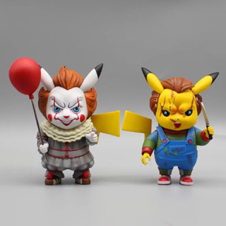 Pokemon Pikachu Cosplay ปิกาจู อยากเป็น Pennywise &amp; Chucky PVC Figure 12 cm with Box