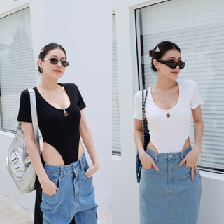 Nudeaholic 💚💙 2393 JUMPER BODYSUIT เสื้อบอดี้สูทแขนสั้น มีกระดุมแป๊ก ถอดออกได้ ใส่สบาย ผ้านิ่มมากจริงๆ