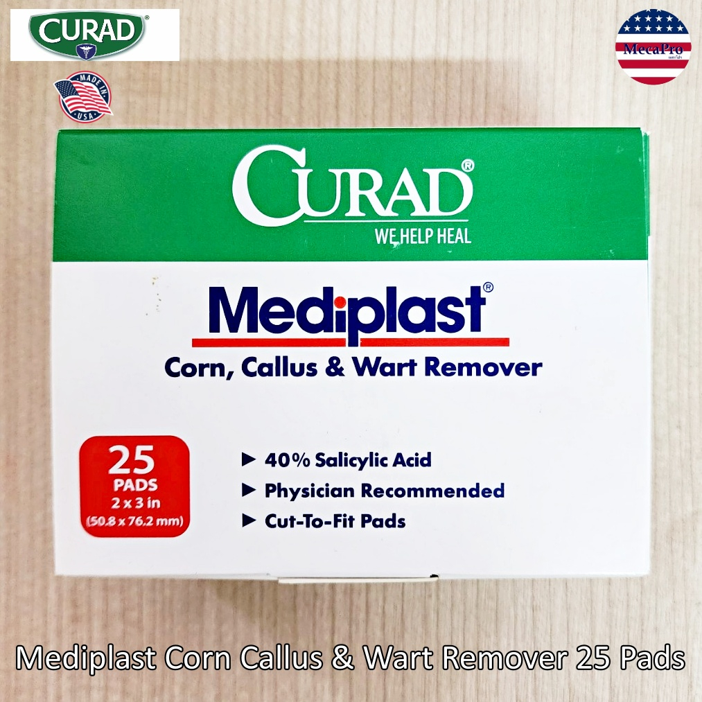 Curad® Mediplast Corn Callus & Wart Remover 25 Pads แผ่นแปะตาปลา แผ่นแปะหนังหนาด้าน