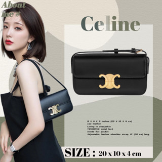 Hot Sale กระเป๋าใต้วงแขน Celine Arc de Triomphe  TRIOMPHE กระเป๋าสะพายหนังวัวมันวาว