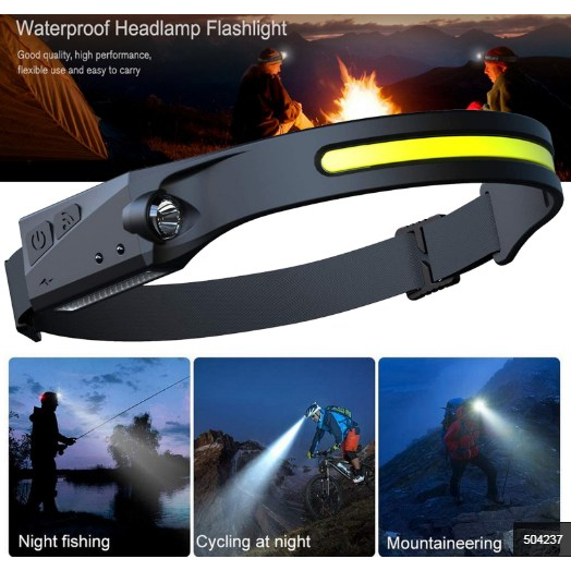 แบบชาร์จUSB COB LED กันน้ํา ไฟฉายคาดหัว ไร้สาย พร้อมไฟ 4 โหมด สําหรับกลางแจ้ง
