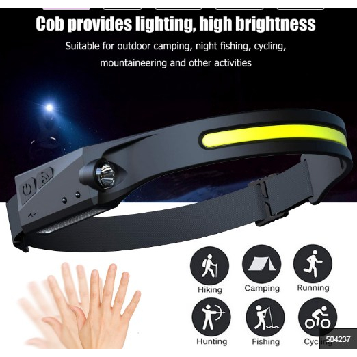 แบบชาร์จUSB COB LED กันน้ํา ไฟฉายคาดหัว ไร้สาย พร้อมไฟ 4 โหมด สําหรับกลางแจ้ง