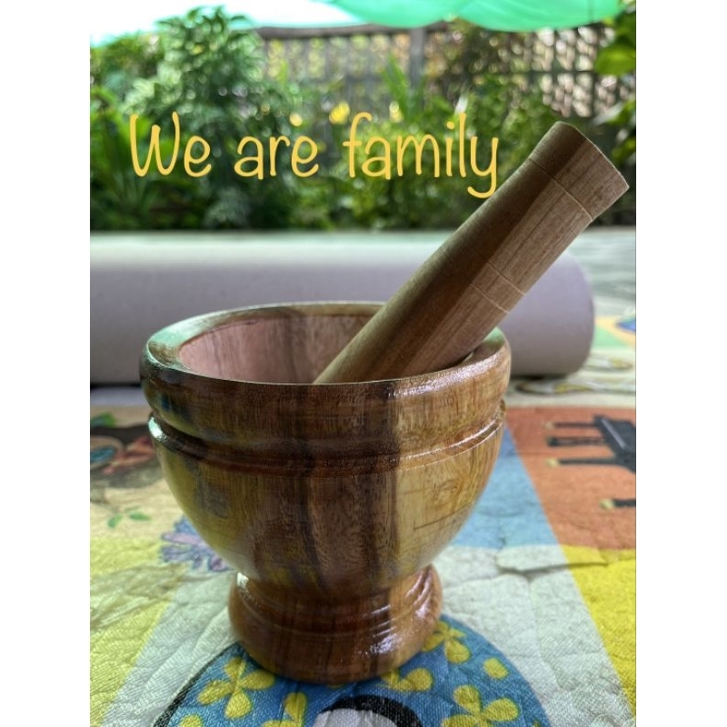 ครกไม้ 5  นิ้ว พร้อมสาก สีธรรมชาติ