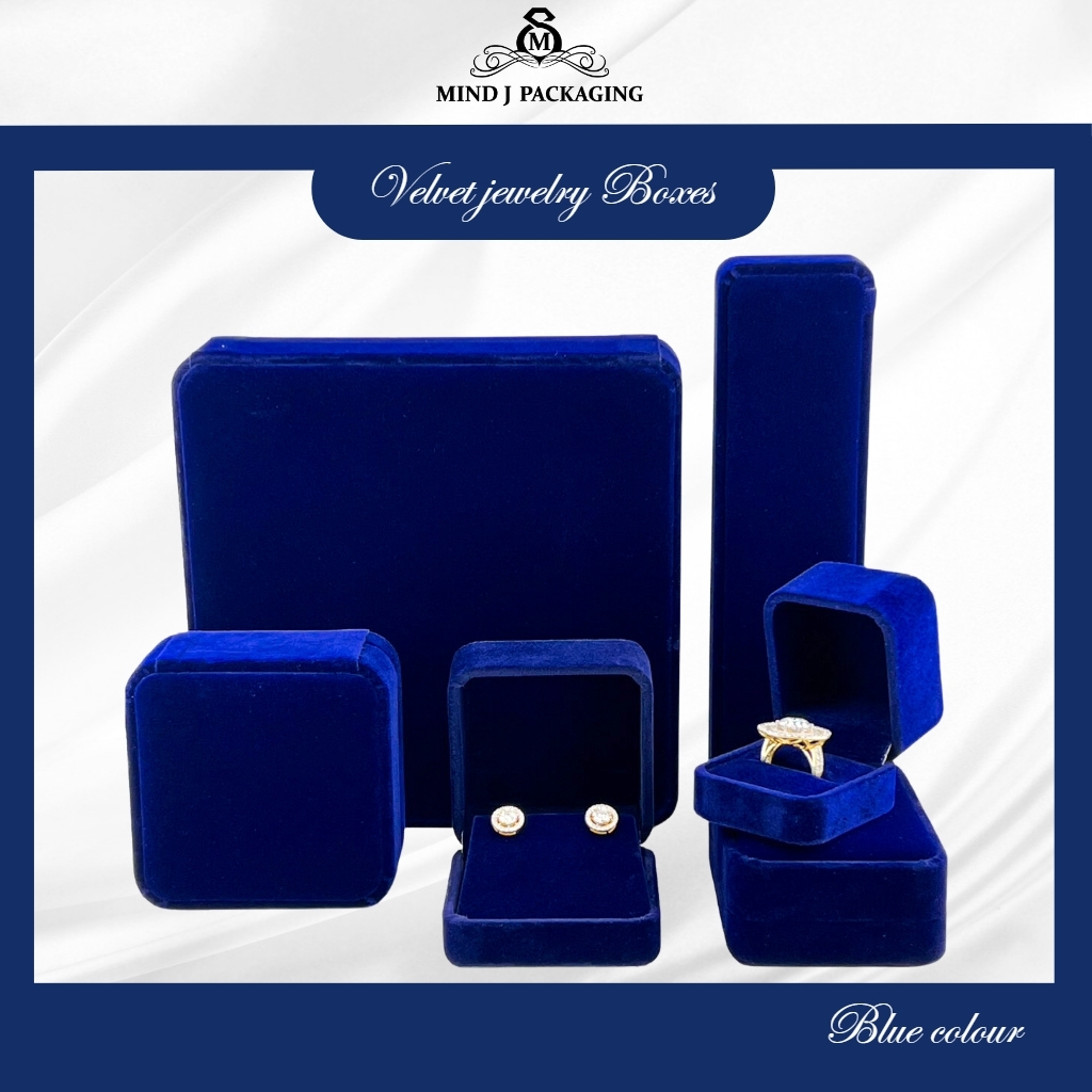 กล่องกำมะหยี่ Premium Jewelry Box สีน้ำเงิน
