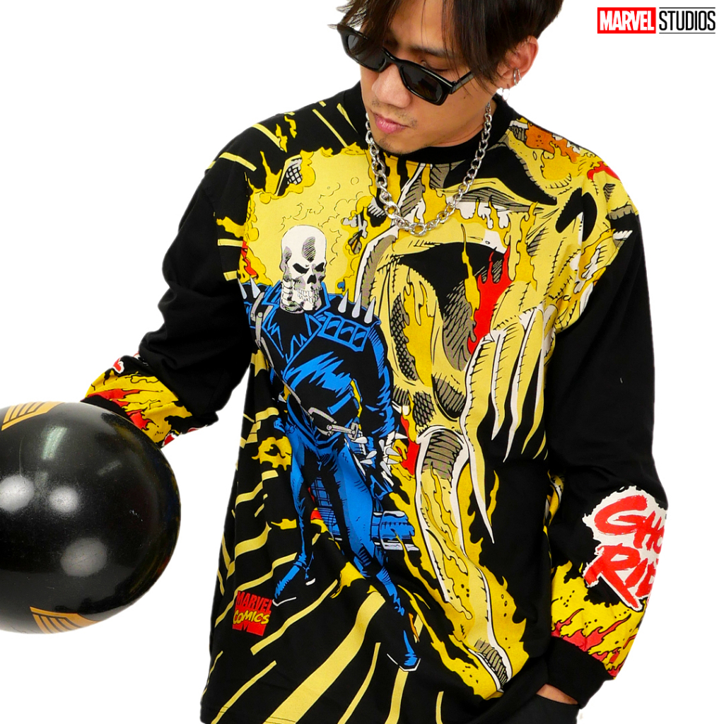 เสื้อแขนยาว Sweater Marvel - Ghost Rider ลิขสิทธิ์แท้ Disney's พิมพ์ลายทั้งตัว (21021-294)