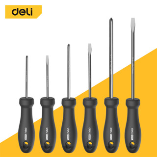 Deli ชุดไขควง 6 ชิ้น เซ็ตไขควง (หัวแฉก + หัวแบน) เซ็ตประแจ มี 2 หัว 6 ด้าม Screwdriver Sets