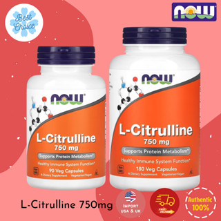 พร้อมส่ง✨ NOW Foods L-Citrulline 750 mg 90  &amp; 180 Veg Capsules แอลซิทรูลีน