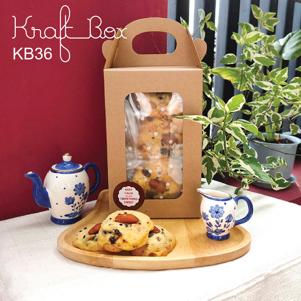 yourpack- (KB36&WB36) กล่องเอนกประสงค์ ขนาด10 x10x16 cm 10ใบ/แพ็ค กล่องคุกกี้ กล่องเบเกอรี่ ฟู้ดเกรด