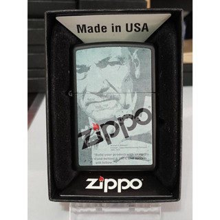 ZIPPO  28300 DEPOT ZIPPO LOGO  BLACK MATTE COLOR IMAGE   สีดำเมทาลิคลายแบบสกรีน   ผลิตปี2012   ของใหม่ไม่ผ่านการใช้งาน