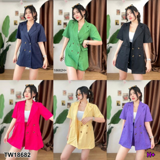 PP18682 Set 2 ชิ้น เสื้อแขนสั้น ปกสูท + กางเกงขาสั้น ..