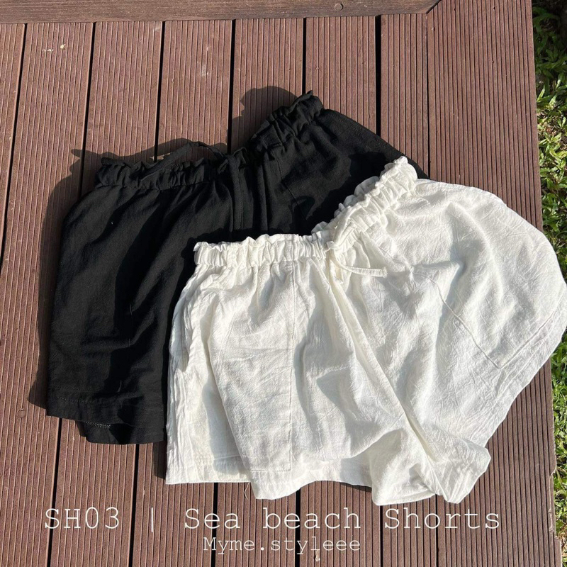 *พร้อมส่ง SH03 Sea beach Shorts 🌴 กางเกงขาสั้น ผ้าลินิน สาวอวบ- myme.styleee