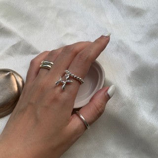 silver925 ring with chienne pendant แหวนเงินแท้ ยืดได้ไซซ์ 6-7